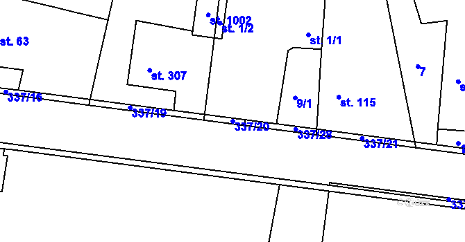 Parcela st. 337/20 v KÚ Popkovice, Katastrální mapa