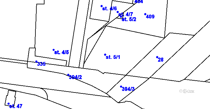 Parcela st. 5/1 v KÚ Popkovice, Katastrální mapa