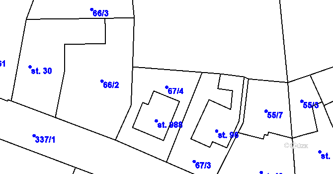Parcela st. 67/4 v KÚ Popkovice, Katastrální mapa