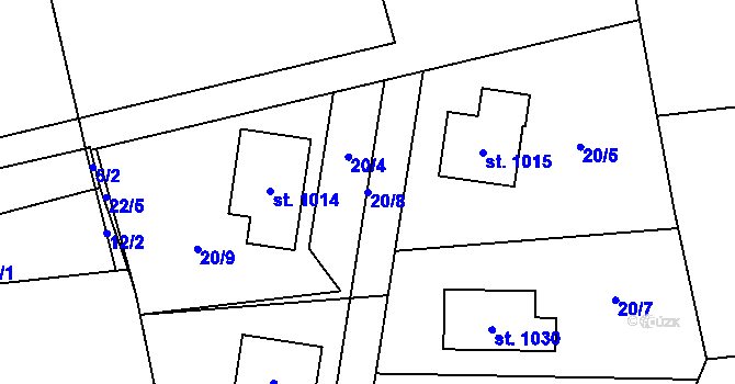Parcela st. 20/8 v KÚ Popkovice, Katastrální mapa