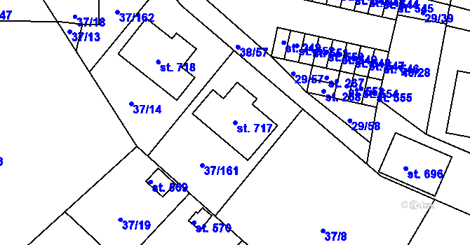 Parcela st. 717 v KÚ Nové Jesenčany, Katastrální mapa