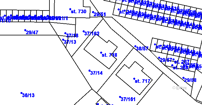 Parcela st. 718 v KÚ Nové Jesenčany, Katastrální mapa