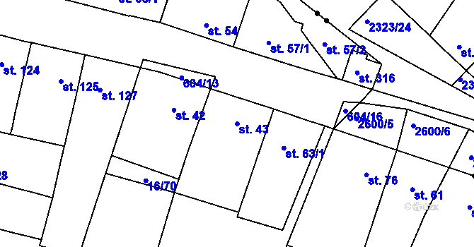 Parcela st. 43 v KÚ Nové Jesenčany, Katastrální mapa