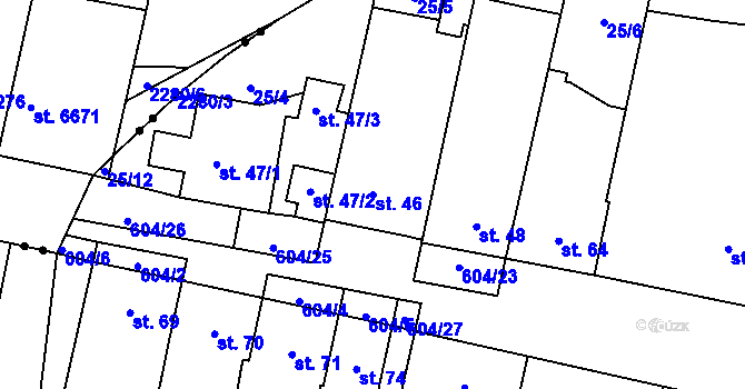 Parcela st. 46 v KÚ Nové Jesenčany, Katastrální mapa