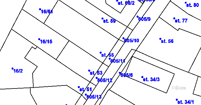 Parcela st. 55 v KÚ Nové Jesenčany, Katastrální mapa