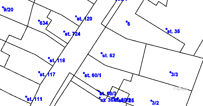 Parcela st. 62 v KÚ Nové Jesenčany, Katastrální mapa