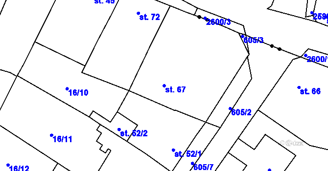 Parcela st. 67 v KÚ Nové Jesenčany, Katastrální mapa