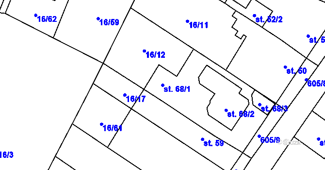 Parcela st. 68/1 v KÚ Nové Jesenčany, Katastrální mapa