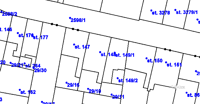 Parcela st. 148 v KÚ Nové Jesenčany, Katastrální mapa