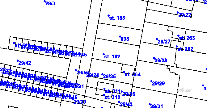 Parcela st. 182 v KÚ Nové Jesenčany, Katastrální mapa