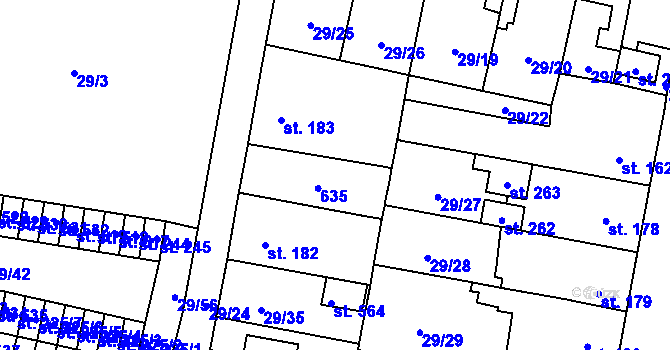 Parcela st. 184 v KÚ Nové Jesenčany, Katastrální mapa