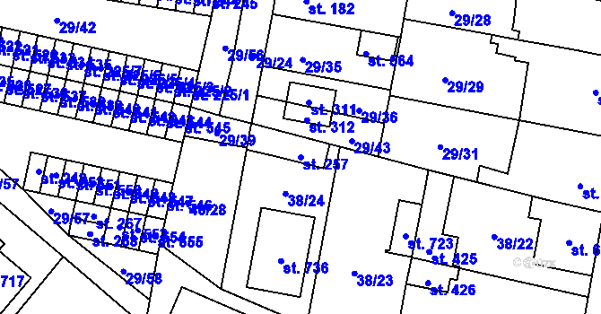 Parcela st. 257 v KÚ Nové Jesenčany, Katastrální mapa