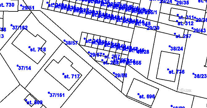 Parcela st. 267 v KÚ Nové Jesenčany, Katastrální mapa