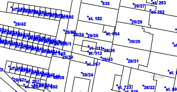 Parcela st. 311 v KÚ Nové Jesenčany, Katastrální mapa