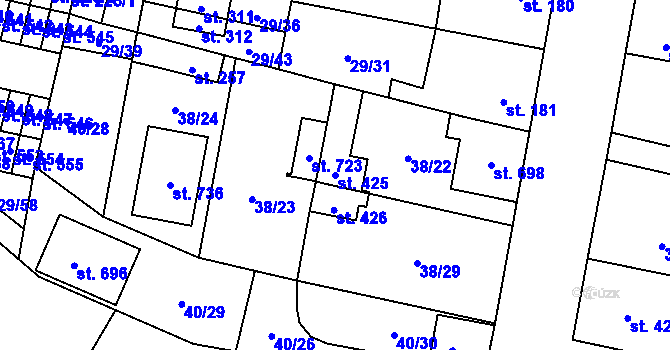 Parcela st. 425 v KÚ Nové Jesenčany, Katastrální mapa