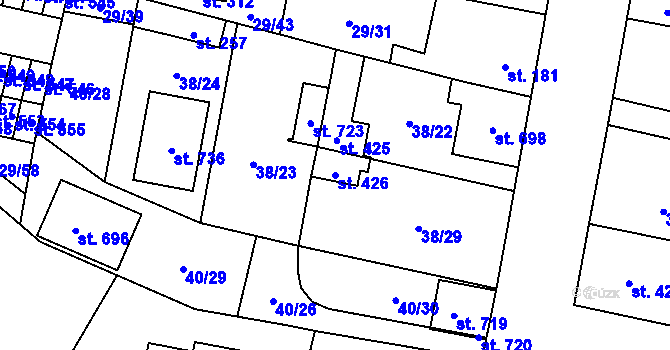 Parcela st. 426 v KÚ Nové Jesenčany, Katastrální mapa