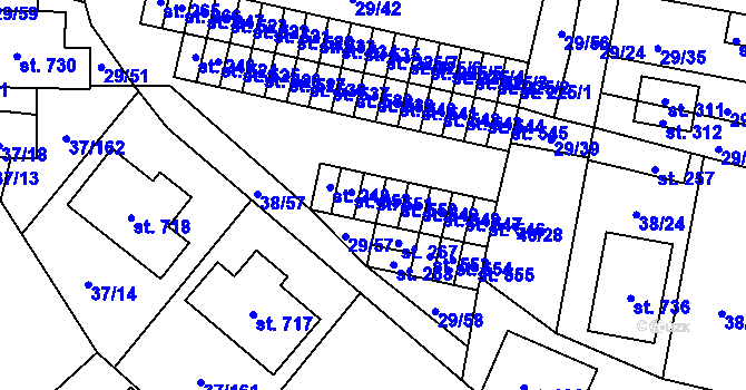 Parcela st. 551 v KÚ Nové Jesenčany, Katastrální mapa