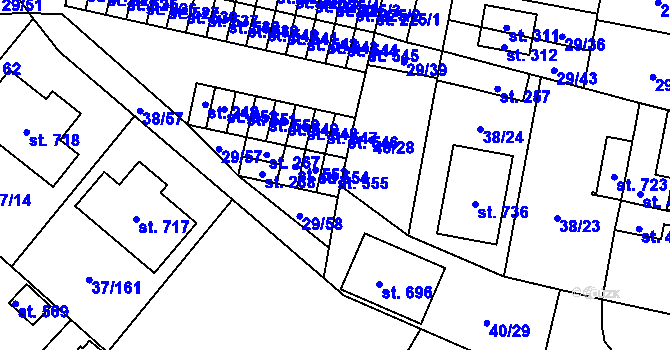 Parcela st. 555 v KÚ Nové Jesenčany, Katastrální mapa