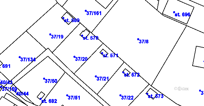 Parcela st. 571 v KÚ Nové Jesenčany, Katastrální mapa