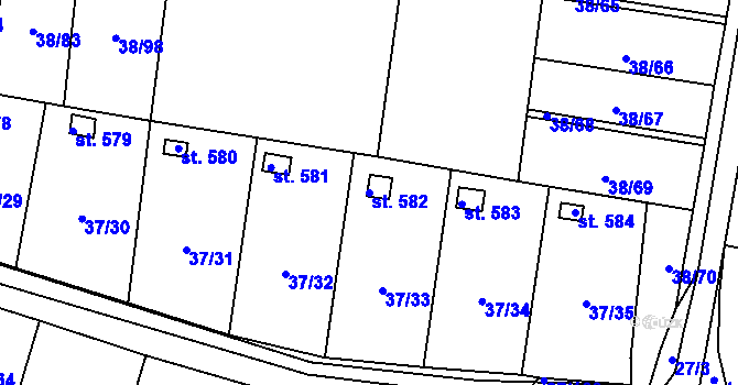 Parcela st. 582 v KÚ Nové Jesenčany, Katastrální mapa