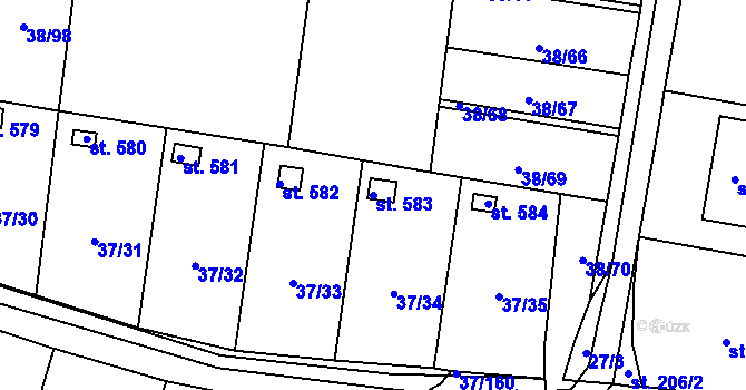 Parcela st. 583 v KÚ Nové Jesenčany, Katastrální mapa