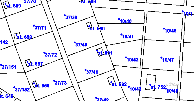Parcela st. 591 v KÚ Nové Jesenčany, Katastrální mapa