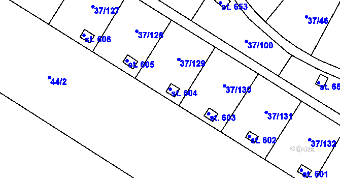 Parcela st. 604 v KÚ Nové Jesenčany, Katastrální mapa