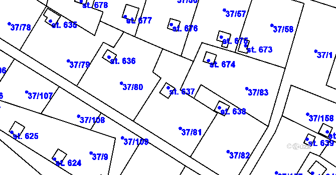Parcela st. 637 v KÚ Nové Jesenčany, Katastrální mapa