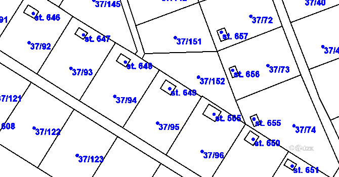 Parcela st. 649 v KÚ Nové Jesenčany, Katastrální mapa