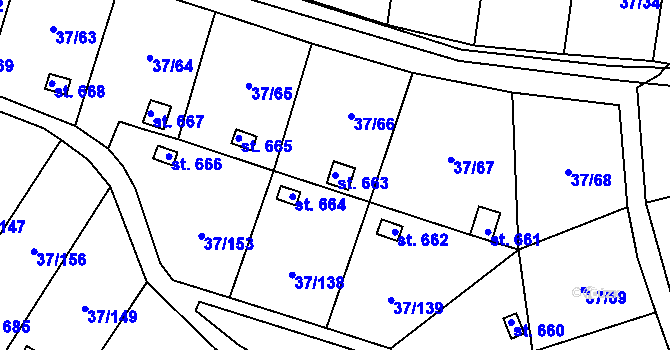 Parcela st. 663 v KÚ Nové Jesenčany, Katastrální mapa