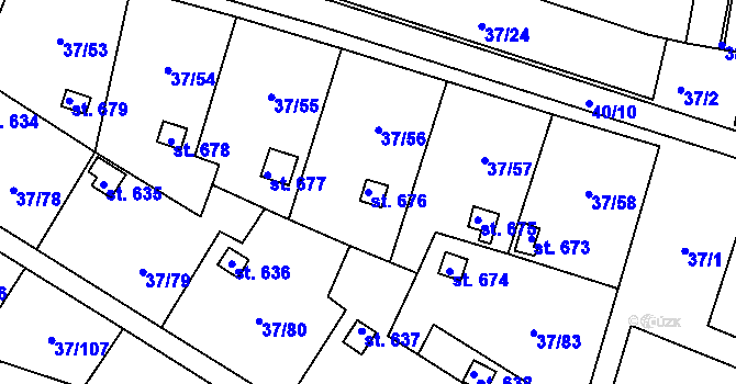 Parcela st. 676 v KÚ Nové Jesenčany, Katastrální mapa