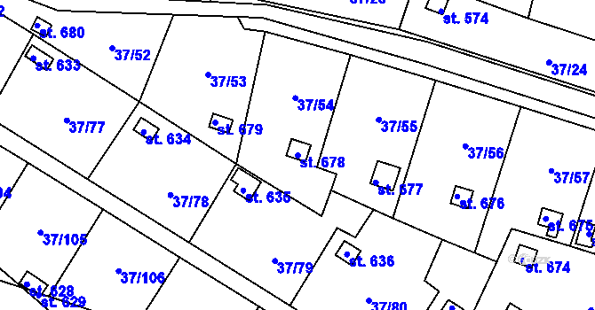 Parcela st. 678 v KÚ Nové Jesenčany, Katastrální mapa