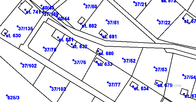 Parcela st. 680 v KÚ Nové Jesenčany, Katastrální mapa