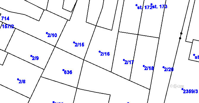 Parcela st. 2/16 v KÚ Nové Jesenčany, Katastrální mapa
