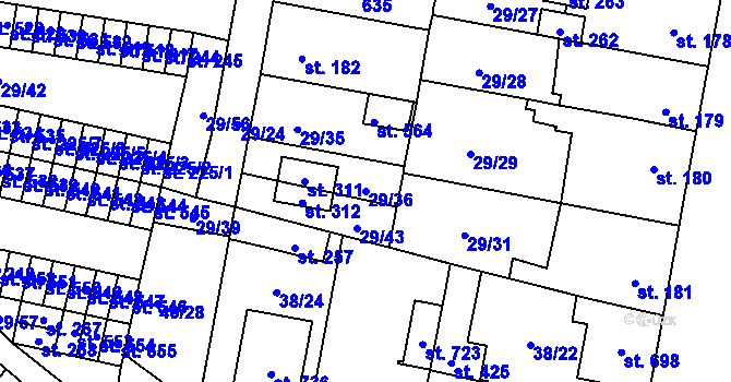 Parcela st. 29/36 v KÚ Nové Jesenčany, Katastrální mapa