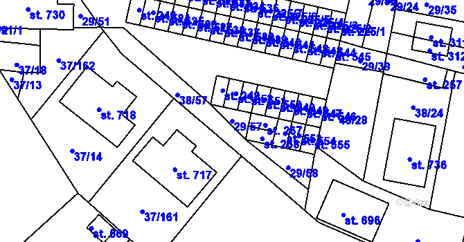 Parcela st. 29/57 v KÚ Nové Jesenčany, Katastrální mapa
