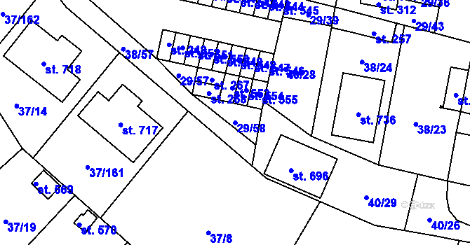 Parcela st. 29/58 v KÚ Nové Jesenčany, Katastrální mapa