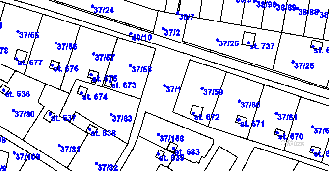 Parcela st. 37/1 v KÚ Nové Jesenčany, Katastrální mapa