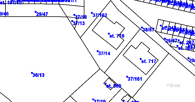 Parcela st. 37/14 v KÚ Nové Jesenčany, Katastrální mapa