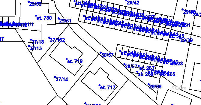 Parcela st. 38/57 v KÚ Nové Jesenčany, Katastrální mapa