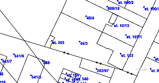Parcela st. 45/3 v KÚ Nové Jesenčany, Katastrální mapa