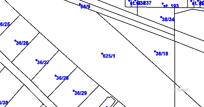 Parcela st. 625/1 v KÚ Nové Jesenčany, Katastrální mapa