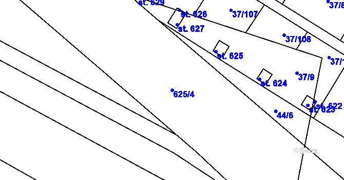 Parcela st. 625/4 v KÚ Nové Jesenčany, Katastrální mapa