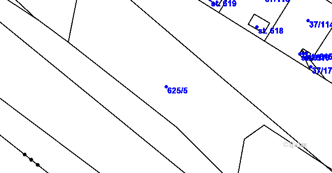 Parcela st. 625/5 v KÚ Nové Jesenčany, Katastrální mapa