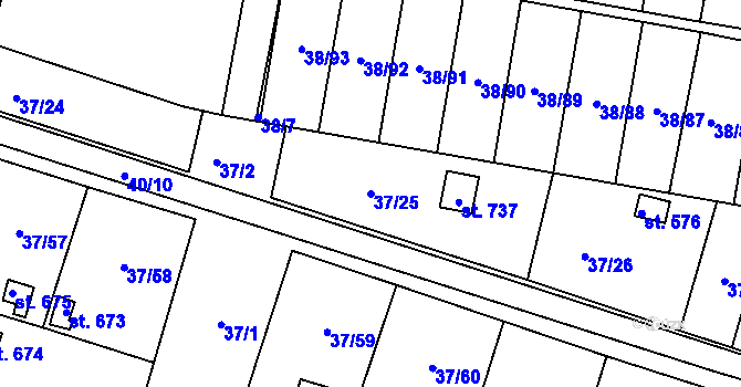 Parcela st. 37/25 v KÚ Nové Jesenčany, Katastrální mapa