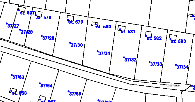 Parcela st. 37/31 v KÚ Nové Jesenčany, Katastrální mapa