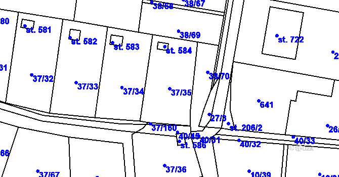 Parcela st. 37/35 v KÚ Nové Jesenčany, Katastrální mapa