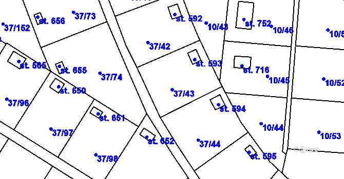 Parcela st. 37/43 v KÚ Nové Jesenčany, Katastrální mapa