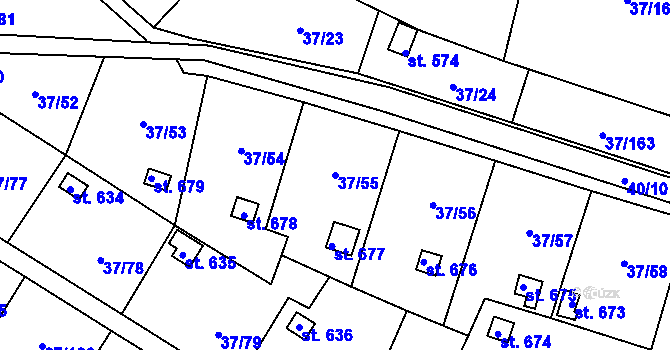 Parcela st. 37/55 v KÚ Nové Jesenčany, Katastrální mapa