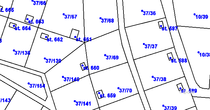 Parcela st. 37/69 v KÚ Nové Jesenčany, Katastrální mapa